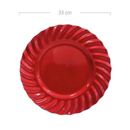 Imagem de Kit 06 Sousplat Redondo Waves Vermelho em Polipropileno 33 cm Mesa Posta Chique 