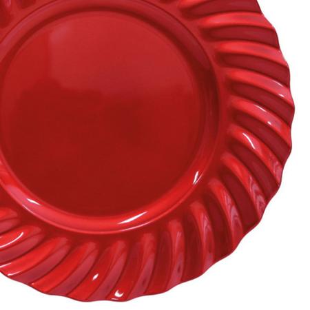 Imagem de Kit 06 Sousplat Redondo Waves Vermelho em Polipropileno 33 cm Mesa Posta Chique 