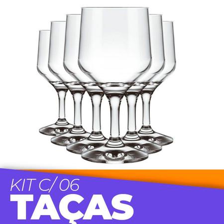 Imagem de Kit 06 Taças de Vidro 300ml Vinho Restaurante Cozinha - Nadir