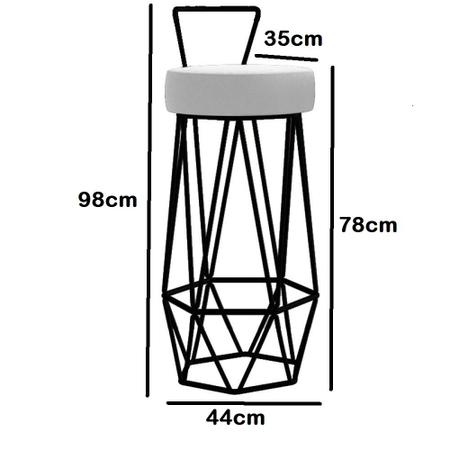 Imagem de Kit 07 Banqueta Com Encosto Botti Hexágono Cozinha Bar Ferro Prata material sintético Verde - Ahz Móveis