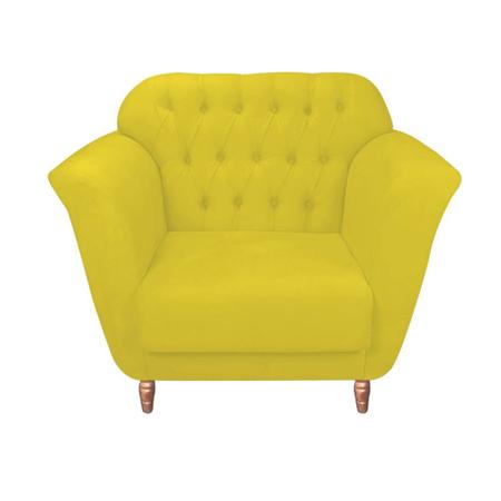 Imagem de Kit 07 Poltrona Cadeira Decorativa  Ster com Capitone  Sala de Estar Recepção Escritório material sintético Amarelo - Damaffê Móveis