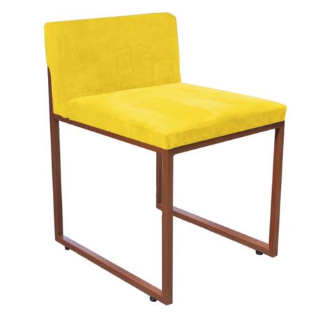 Imagem de Kit 08 Cadeiraa De Jantar Escritório Recepção Lee Office Industrial Ferro Bronze Tecido Sintético Amarelo - Ahz Móveis