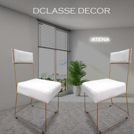 Imagem de Kit 08 Cadeiras Atena Base de Ferro Maciço dourada Veludo Bege - D'Classe Decor