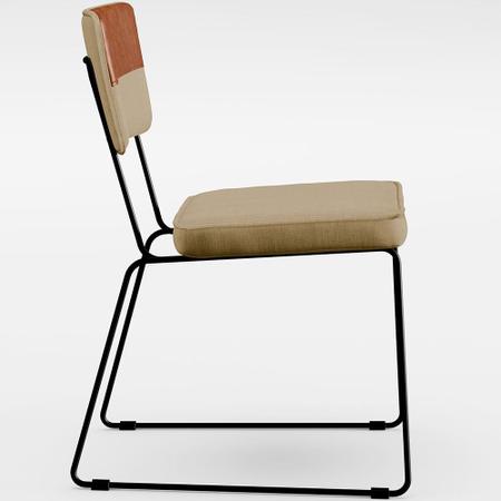 Imagem de Kit 08 Cadeiras Decorativas Allana L02 Faixa Material Sintético Camel Linho Bege Escuro - Lyam Decor