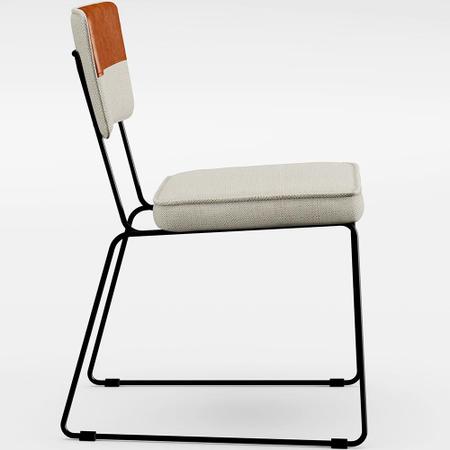 Imagem de Kit 08 Cadeiras Decorativas Allana L02 Faixa Material Sintético Camel Linho Champagne - Lyam Decor