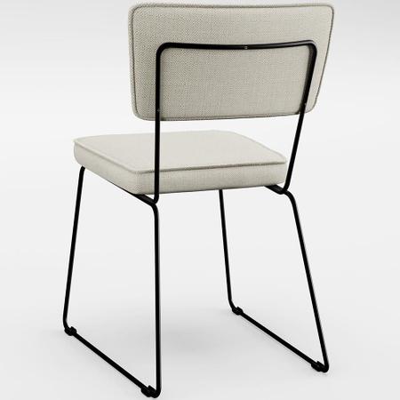Imagem de Kit 08 Cadeiras Decorativas Allana L02 Faixa Material Sintético Camel Linho Champagne - Lyam Decor