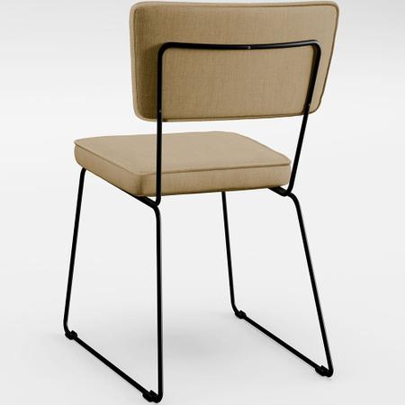 Imagem de Kit 08 Cadeiras Decorativas Allana L02 Faixa Tecido Sintético Camel Linho Bege - Lyam Decor
