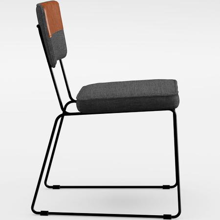 Imagem de Kit 08 Cadeiras Decorativas Allana L02 Faixa Tecido Sintético Camel Linho Cinza Escuro - Lyam Decor