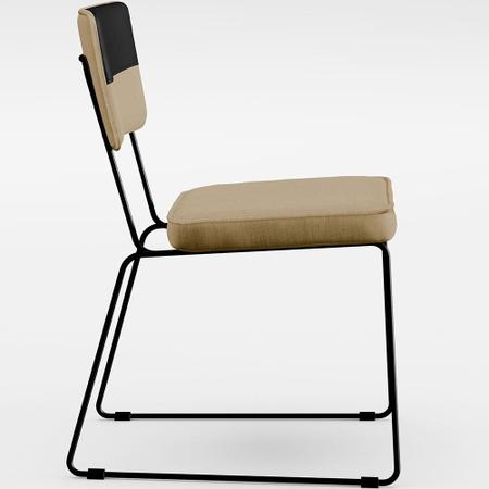 Imagem de Kit 08 Cadeiras Decorativas Base De Aço Allana L02 Faixa Material Sintético Preto Linho Bege Escuro - Lyam Decor
