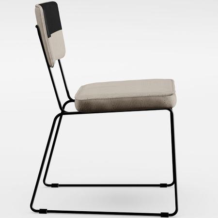 Imagem de Kit 08 Cadeiras Decorativas Estofada Allana L02 Faixa Facto Preto Linho Bege - Lyam Decor
