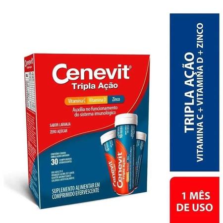 Imagem de Kit 08 Cenevit Tripla Ação Vitamina C e D + Zinco 30 Comprimidos Efervescentes