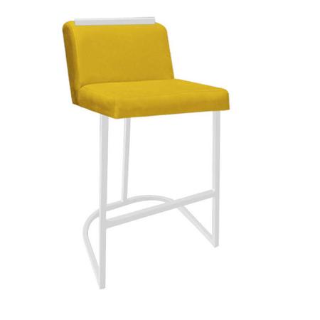 Imagem de Kit 09 Banquetas Com Encosto Ninna Bistrô Cozinha Aplique Ferro Branco material sintético Amarelo  - Ahz Móveis