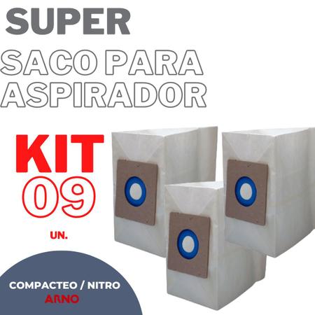Imagem de Kit 09 Saco Coletor Aspirador Arno Compacteo / Nitro Descartável