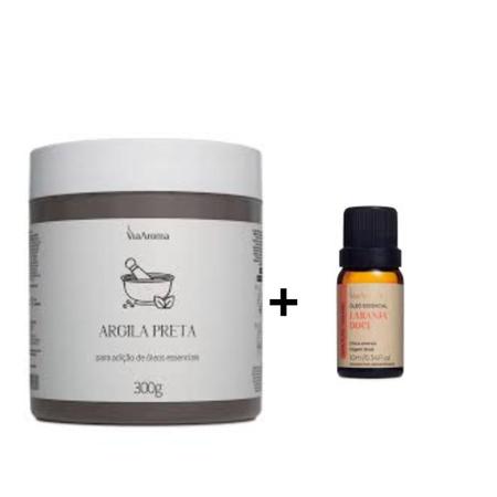 Kit 1 Argila Preta 300 gramas + 1 Óleo Essencial Laranja Doce 10ml - Via Aroma Imagem de Kit 1 Argila Preta 300 gramas + 1 Óleo Essencial Laranja Doce 10ml