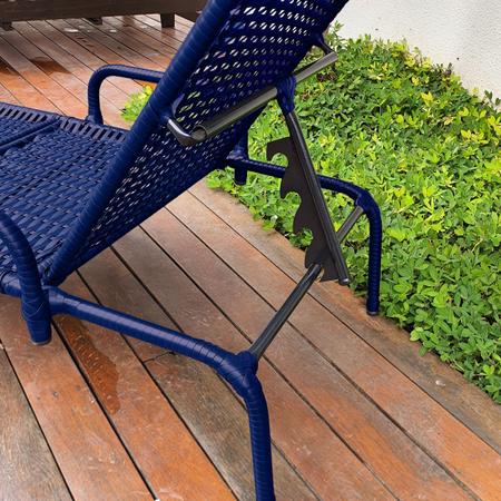 Imagem de Kit 1 Espreguiçadeira Catar + Mesa para Jardim e Piscina - Azul 