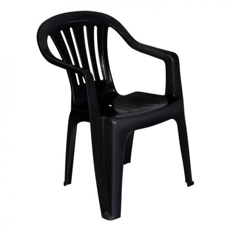 Imagem de Kit 1 Mesa Plastica Preta + 4 Cadeiras Poltronas Mor