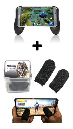 Kit 1 Par Luva Dedo Gamer Case + 1 Gamepad Controle Celular