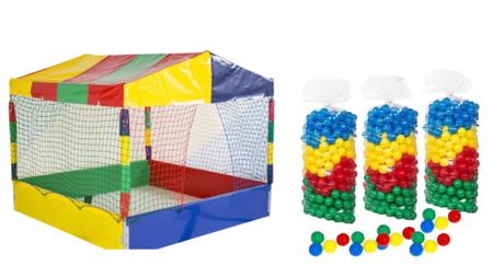 Imagem de Kit 1 piscina de bolinhas 2x2 premiun colorida + saco c/ 600 bolinhas coloridas / o combo perfeito - valentina briquedos