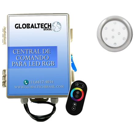 Kit 1 Refletor Led Piscina Rgb 9W Inox + Central Touch Encai - Iluctron Imagem de Kit 1 Refletor Led Piscina Rgb 9W Inox + Central Touch Encai
