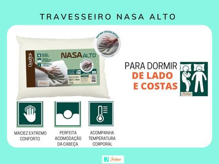 Imagem de Kit 1 Travesseiro Nasa Alto  + 1 Capa Protetora Impermeável c/ Zíper - Antiácaro - Extremo Confortável 