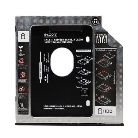 Imagem de Kit 10 Adaptador Caddy Drive Dvd 9.5mm para HD Sata e SSD 2,5 Notebook Case Gaveta Exbom HDCA-S095