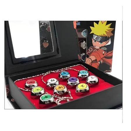 Kit 10 Anel Naruto Akatsuki Itachi Sasuke Caixa em Promoção é no