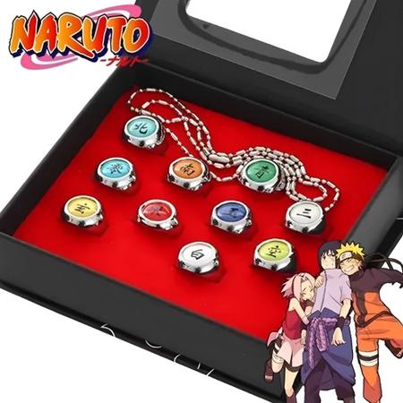 Kit 10 Anel Naruto Akatsuki Itachi Sasuke Caixa em Promoção é no