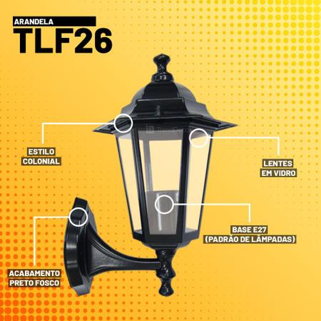 Kit 10 Arandelas Luminária de Parede Taschibra TLF 26 1xE27 Imagem de Kit 10 Arandelas Luminária de Parede Taschibra TLF 26 1xE27