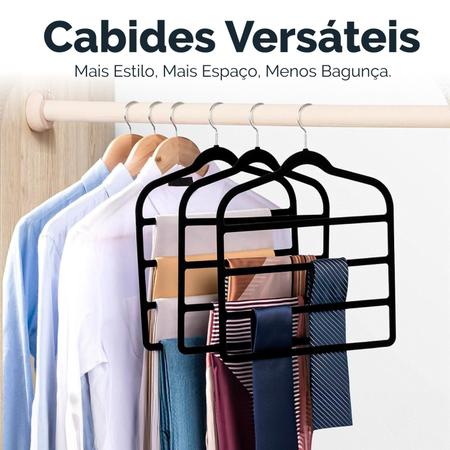 Imagem de Kit 10 Cabides De Veludo Para Calça Saia Preto