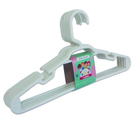 Kit Com 10 Cabides Flexíveis Infantil Bebê Plástico Branco