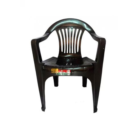Imagem de Kit 10 Cadeira Plástica Preta Poltrona Carga Máxima 182kg