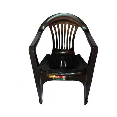 Imagem de Kit 10 Cadeira Plástica Preta Poltrona Carga Máxima 182kg