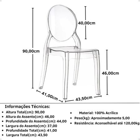 Imagem de Kit 10 Cadeiras de Jantar Design Ghost Acrílica Transparente
