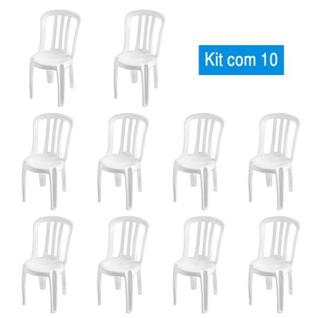 Imagem de Kit 10 Cadeiras de Plástico Bistrô Branca