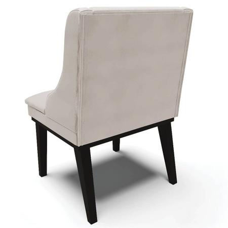 Imagem de Kit 10 Cadeiras Estofadas para Sala de Jantar Base Fixa de Madeira Preto Lia Veludo Cinza - Ibiza