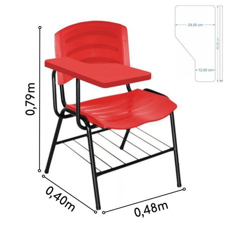 Imagem de KIT 10 Cadeiras Universitárias Vermelho com porta livros Prancheta Plástica
