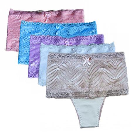 Imagem de kit 10 calcinha cinta renda modeladora algodão pós parto calcinha afina cintura calcinha cós alto