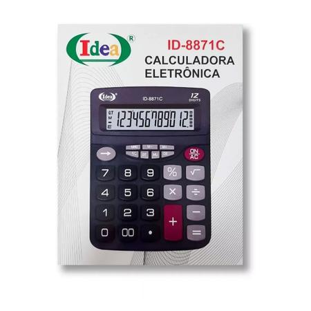 Imagem de Kit 10 Calculadora de Mesa Grande 12 Dígito Básica ID-8871C