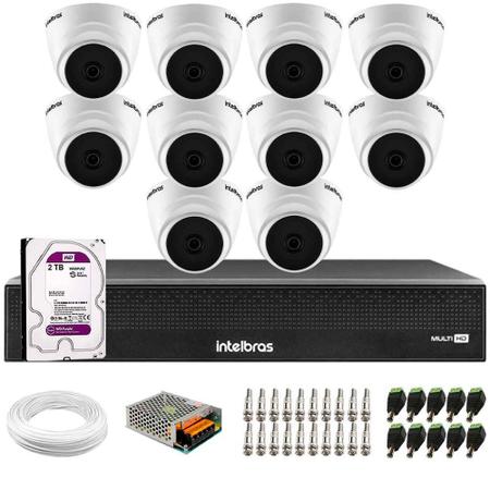 Imagem de Kit 10 Câmeras Intelbras VHD 1220 D G7 Dome Full HD 1080p Lente 2.8mm Visão Noturna 20m + Dvr Intelbras MHDX 3116-C 16 Canais + HD 2TB Purple