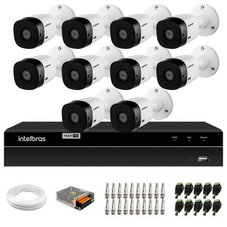 Imagem de Kit 10 Câmeras Intelbras VHL 1120 Bullet HDCVI Lite, HD 720p Lente 3.6mm, Visão Noturna 20m, IP66 + DVR Intelbras MHDX 1216 Full HD 16 Canais Multi HD