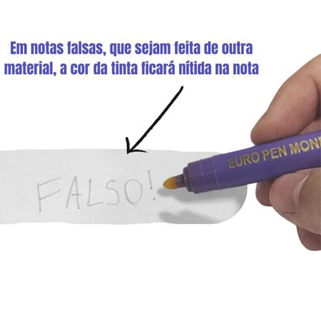 Imagem de Kit 10 Canetas Identificadora De Notas Dinheiro Falsas Euro Pen Money Detector luz UV