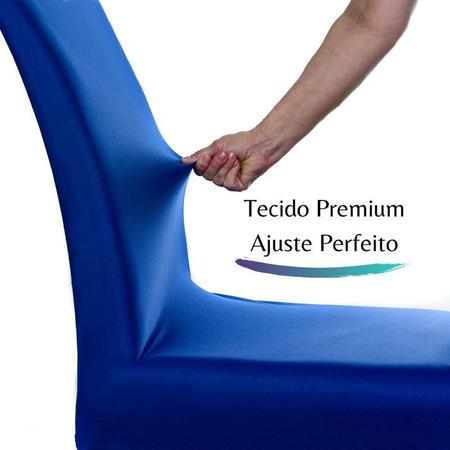 Imagem de Kit 10 Capa Para Cadeira Jantar Elastex Azul Exclusiva