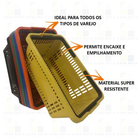 Imagem de Kit 10 Cesta De Mercado Cestinhas Supermercado Compras Loja