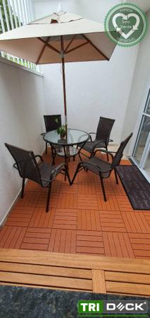 Imagem de Kit 10 Deck modular plástico textura madeira Jardim banheiro sacada