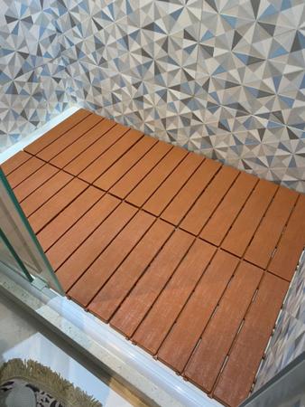 Imagem de Kit 10 Deck modular plástico textura madeira Jardim banheiro sacada