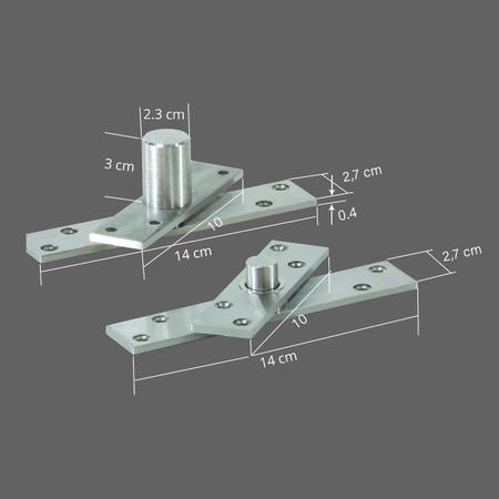 Imagem de Kit 10 Dobradiças Pivotante Portas Até 300kg Inox Escovado