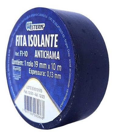 Imagem de Kit 10 Fita Isolante  Preta 19mm X 10m Antichama  Western