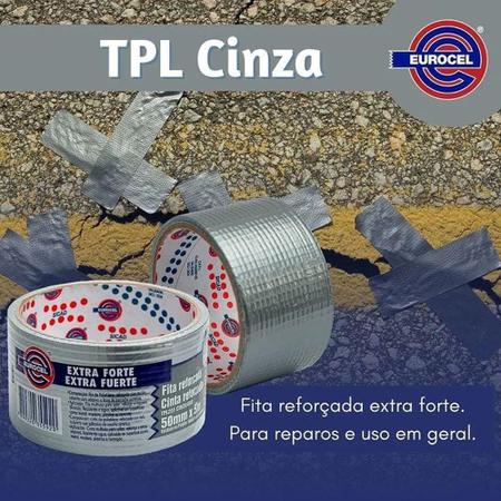 Imagem de Kit 10 Fita Silver Tape Cinza 50mm X 5mt Eurocel Tpl201