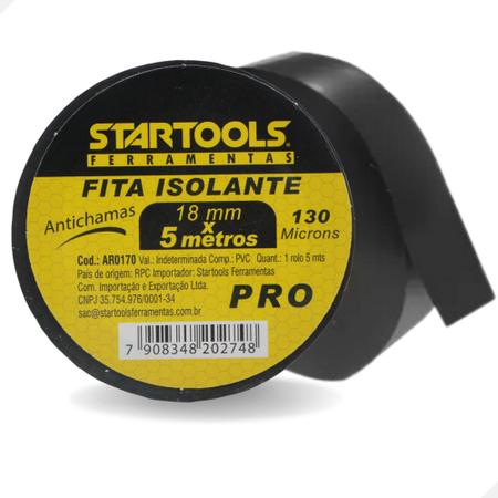 Kit 10 Fitas Isolantes 05 Metros Atacado Antichama Preta