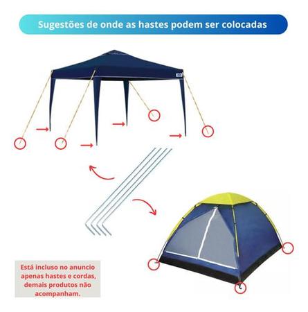 Imagem de Kit 10  Fixador Haste  4x47x350 Gancho Gazebos Barracas Camping Praia 